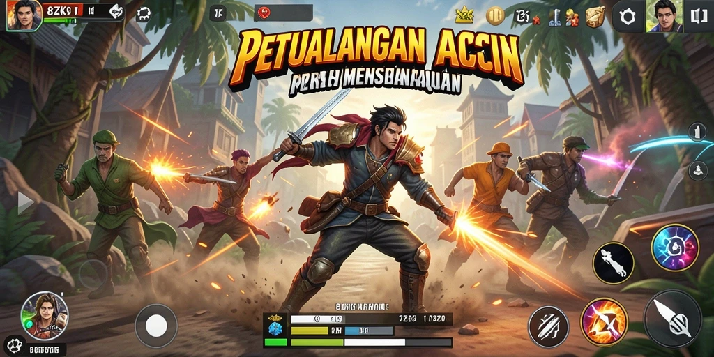 Screenshot menunjukkan pertarungan epik dalam game ARPG 8ZK.