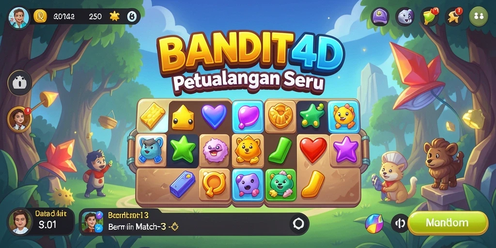 Tampilan gameplay menarik dari BANDIT4D dengan tantangan Match-3.