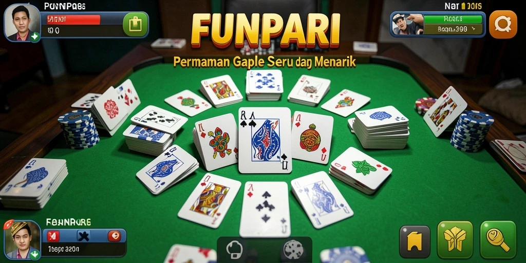Screenshot menunjukkan gameplay Gaple seru dengan tampilan menarik.