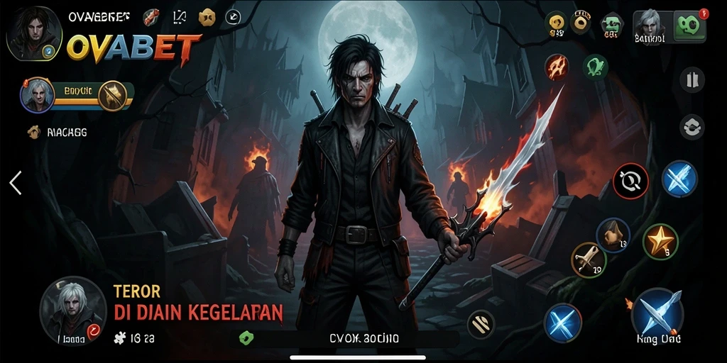 Screenshot gameplay menakutkan dari OVABET dengan suasana horor yang mencekam.