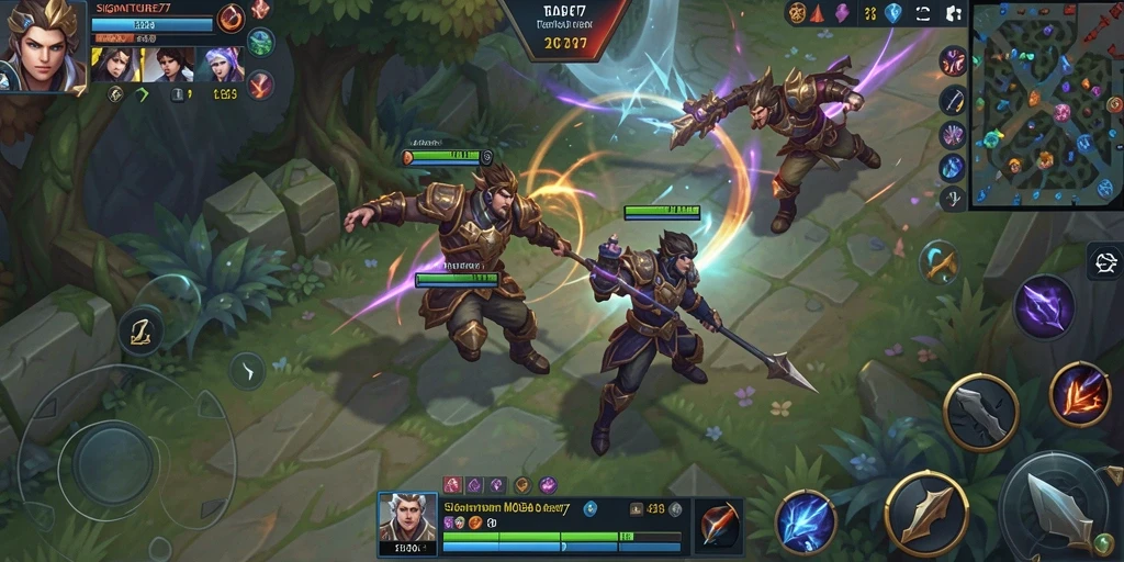 Screenshot <strong>SIGNATURE77</strong> menunjukkan aksi seru dalam permainan MOBA.