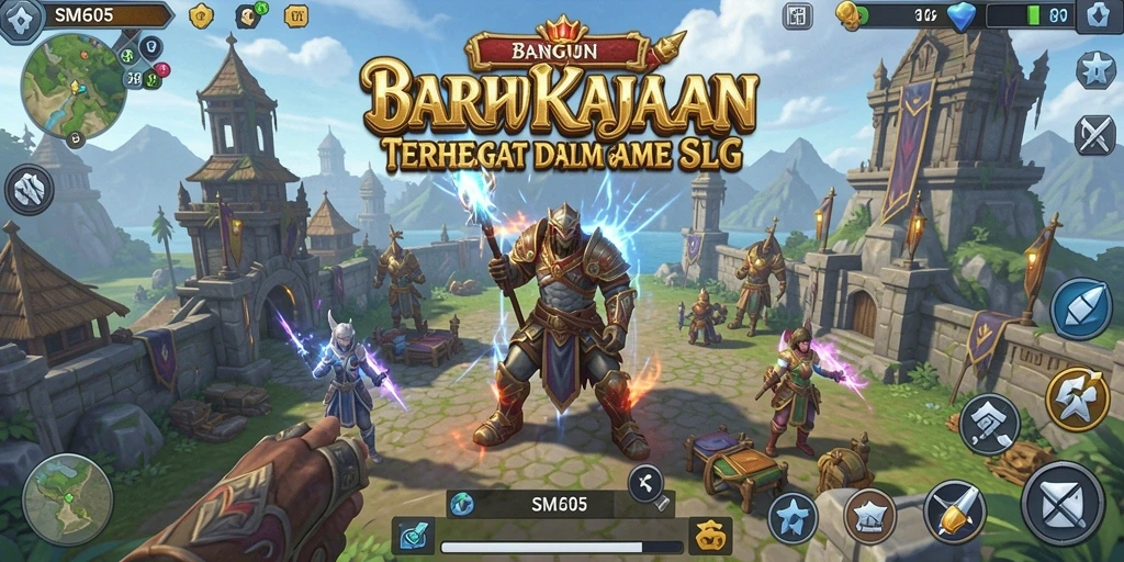 Tampilan gameplay SM605 dengan strategi membangun kerajaan yang mendebarkan.