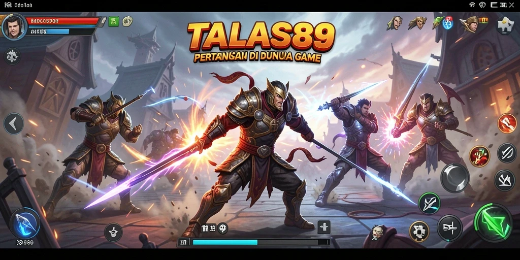 Screenshot TALAS89 menampilkan aksi pertarungan seru antara karakter-karakter unik.